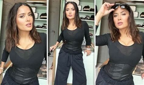 Salma Hayek, 56, flashes underwear in busty display as she。